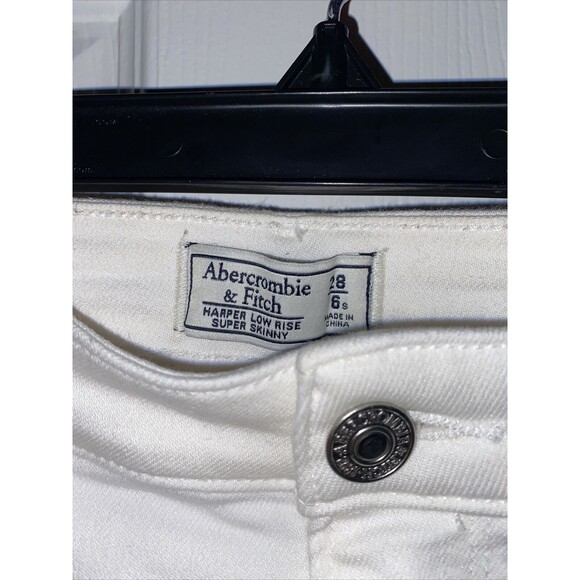Abercrombie & Fitch Jeans White Harper Low Rise Skinny Size 28 6 Regular Length - Picture 4 of 7